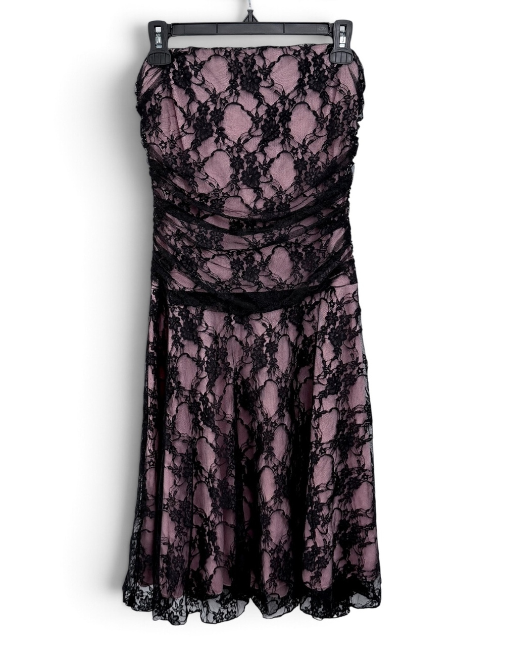 Speechless Black Lace Strapless Dress M Pink Fit Flare Romantic Goth